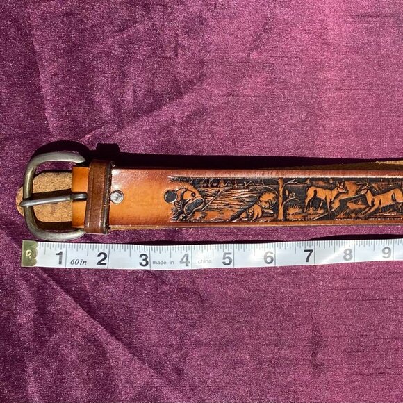 33-(VB&B) Vintage. Tooled Leather. Angler. Belt. Rare - Picture 13 of 16